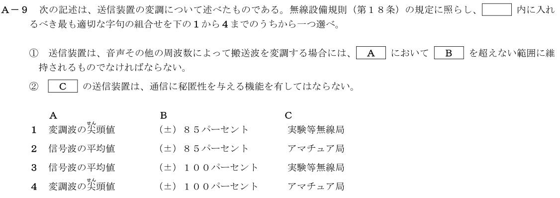 一陸技法規令和4年07月期第2回A09